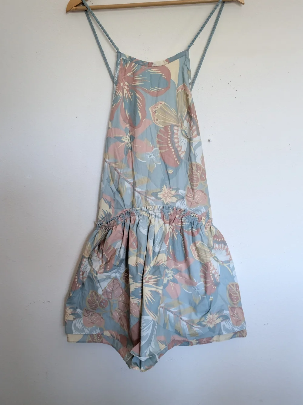 Free People Deserted Island Mini Dress in the saltwater combo colorway.